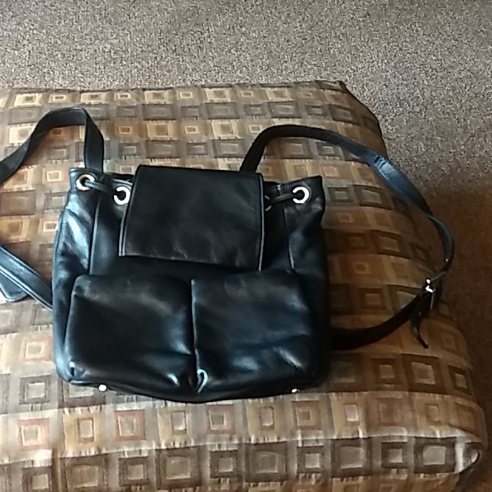 COPY - Perlina black leather backpack.